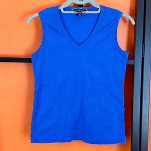 Karen Scott Sleeveless V-Neck Top – Blue | Size S